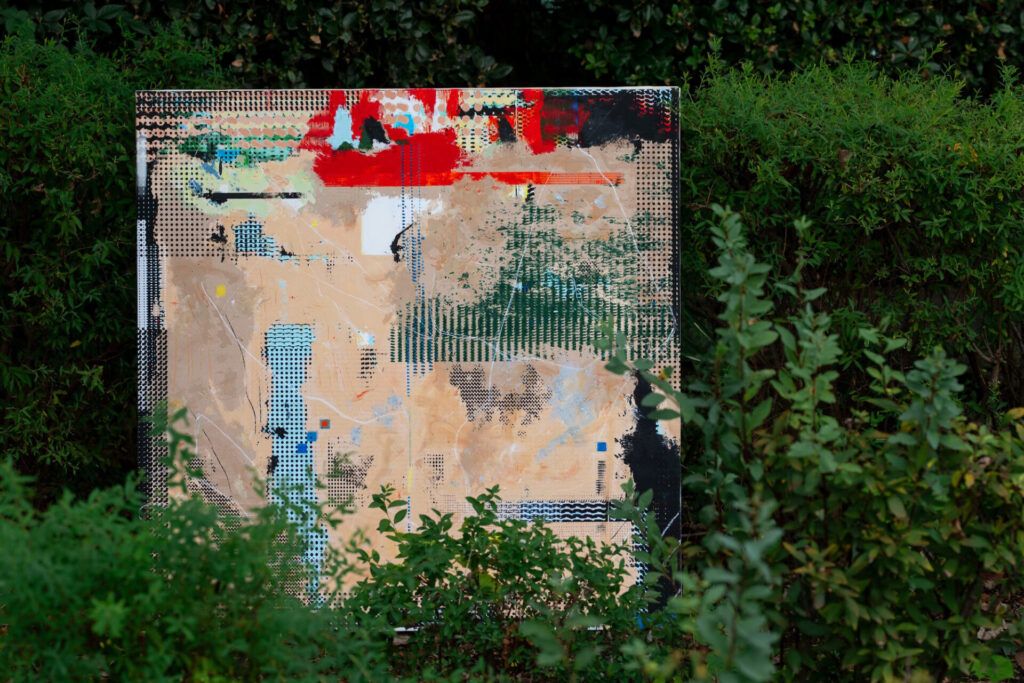 Of Watermelon and Prayer, mixed media on canvas, 91 × 91 cm, 2025, by Asa Aida