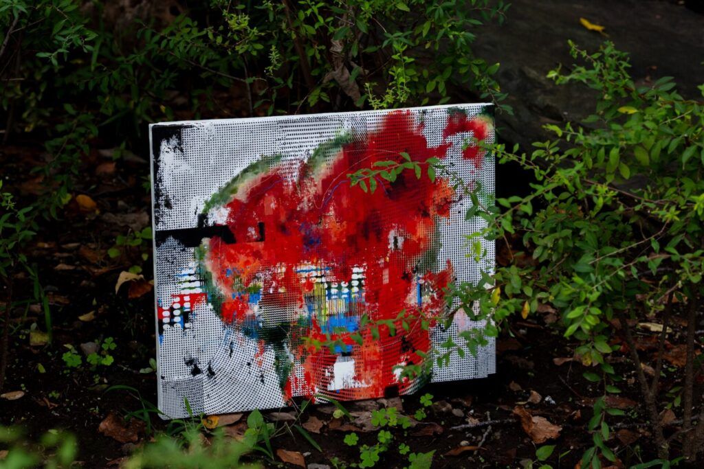 SuikA9, mixed media on canvas, 45.5 × 38 cm, 2025, by Asa Aida
